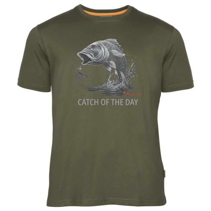 Pinewood T-shirt til fiskeri i olivengrøn - Udsalg!