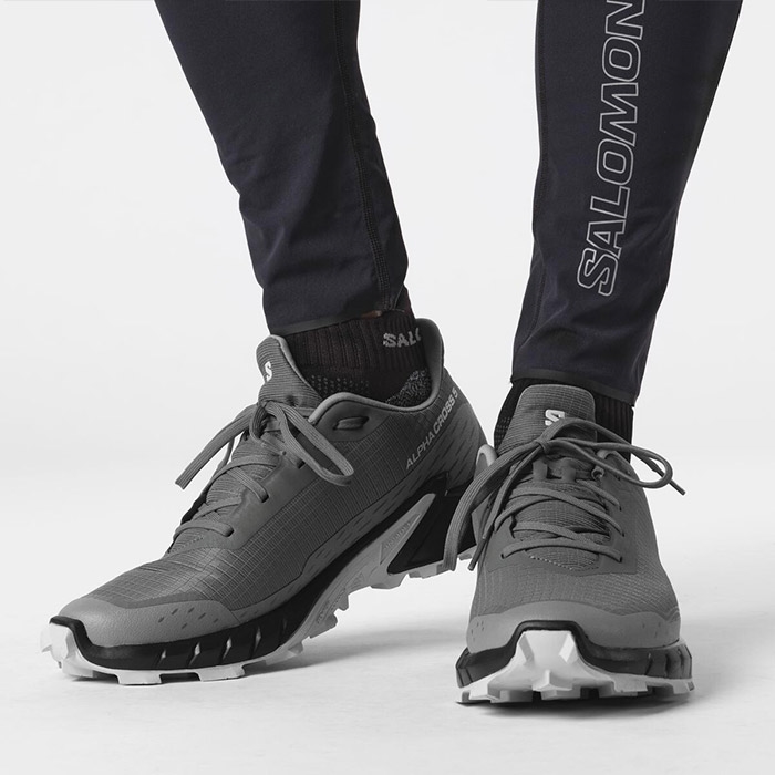 Salomon Alphacross 5 Herre Vandresko - Pewter Sort Ghost