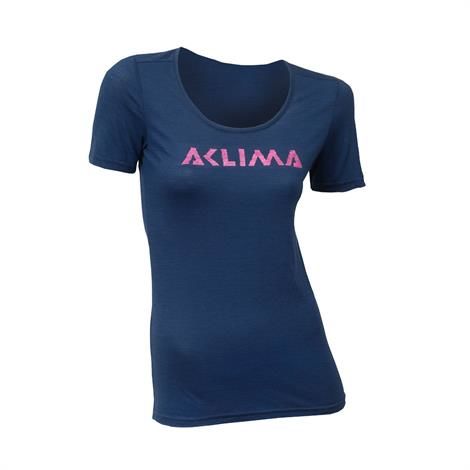 Aclima Lightwool T Shirt Logo Woman  Insignia Blue