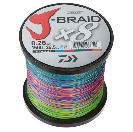 Påspoling Fletline Daiwa J Braid X8 Multi Color - Tilbud!