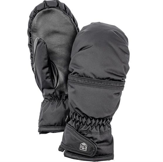 Hestra Primaloft Leather Female   Mitt  Black   Black