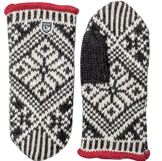 Hestra Nordic Wool Mitt  Black   Off White