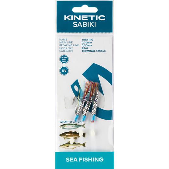 Kinetic Sabiki Trio Rig til Makrelfiskeri - Flash og Glimmer