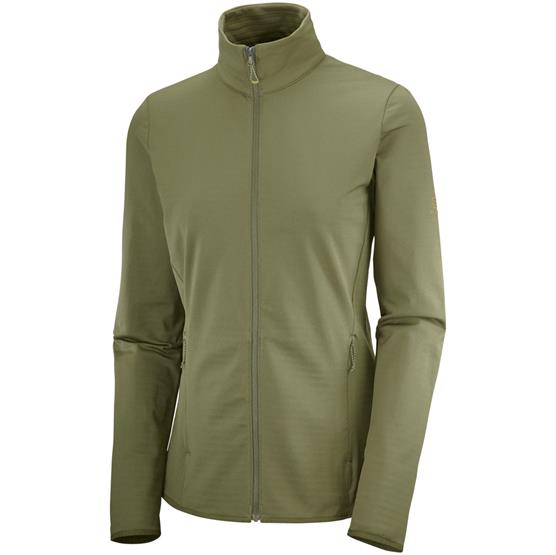 Salomon Outrack Full Zip Mid Fleece til Dame - Olive Night