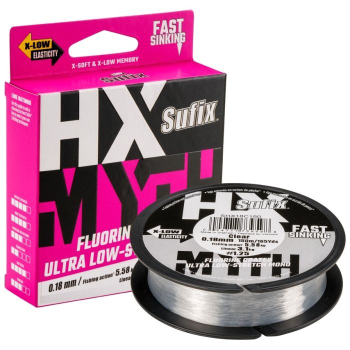 Sufix Hx Myth Clear 300m - Klar Nylon Fiskeline på Tilbud