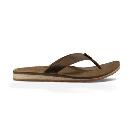 Teva Classic Flip Premium Læder Sandaler til Mænd - Dark Earth