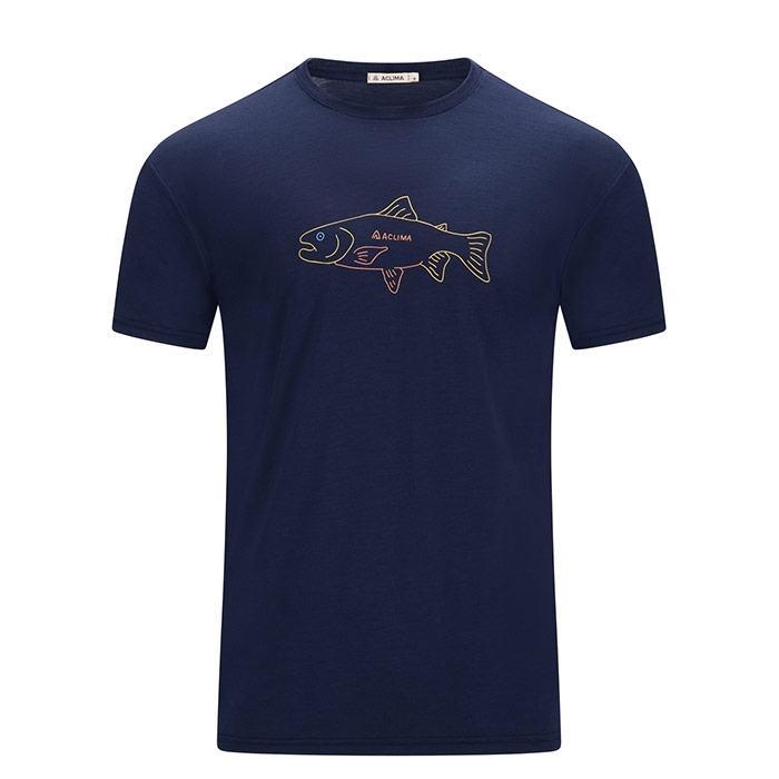 Aclima Lightwool Classic Tee Salmon Navy Blazer M   T Shirt  Polo Shirt