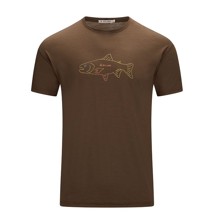 Aclima Lightwool Classic Tee Salmon Dark Earth M   T Shirt  Polo Shirt