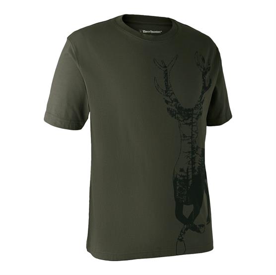 Deerhunter Herre T-Shirt med Hjortemotiv - Bark Grøn