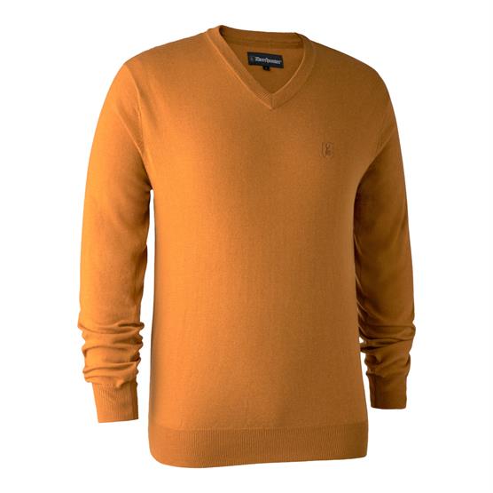 Deerhunter Mens Kingston Knit With V Neck Golden Oak
