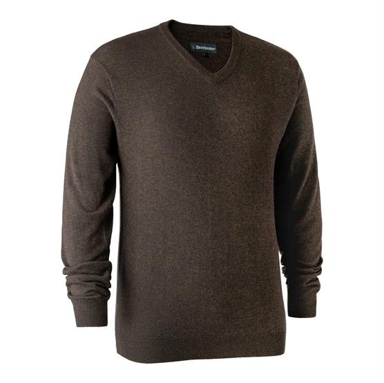Deerhunter Mens Kingston Knit With V Neck  Dark Elm