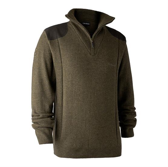 Deerhunter Mens Sheffield Knit With Zip Neck  Cypress