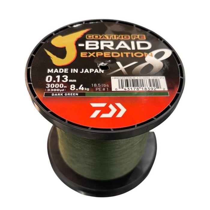 Daiwa J Braid Expedition X8 3000m - Mørkegrøn Fiskeliner