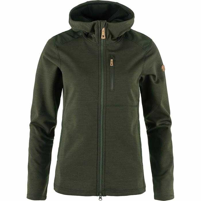 Fjällräven Ven Keb Fleece Hoodie til kvinder – Mørkegrøn