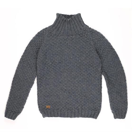Fuza Wool Ladies Butterfly Sweater High Neck  Silver Blue