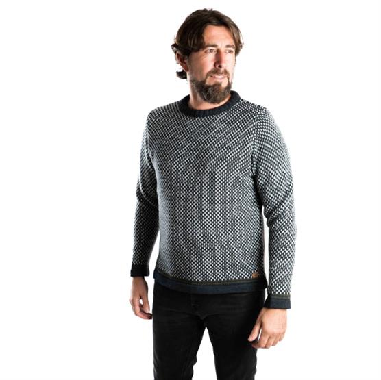 Fuza Wool Mens Nordic Stripe Sweater  Navy