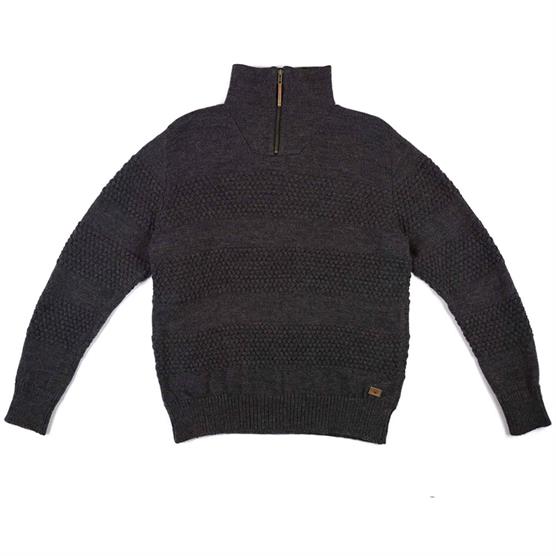 Fuza Wool Mens Nyhavn   Zip Sweater  Coal