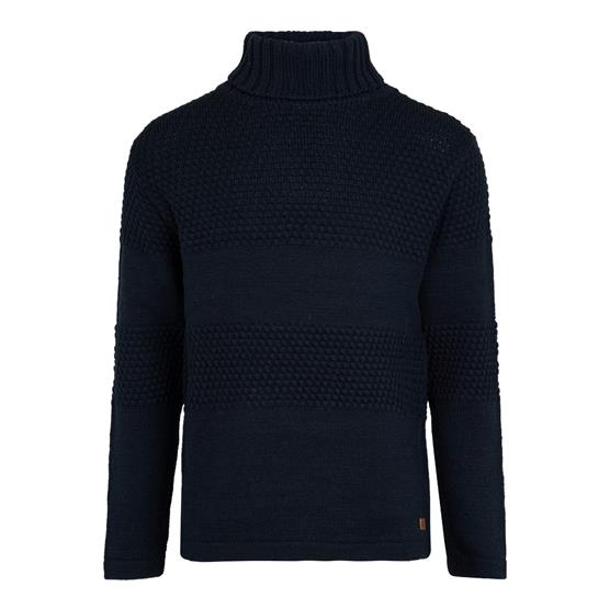Fuza Wool Mens Nyhavn Sweater High Neck  Navy Melange