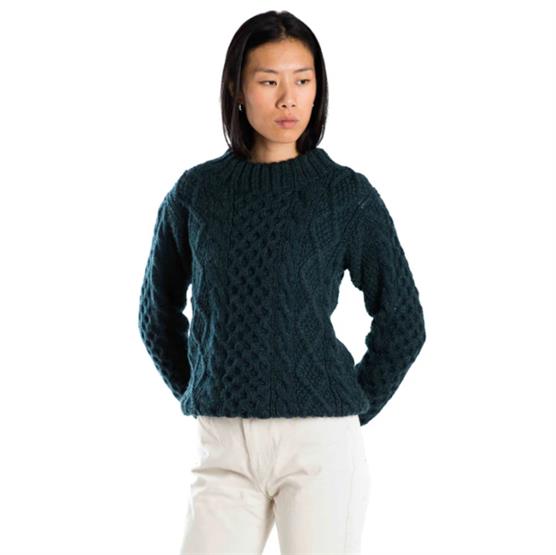 Fuza Wool Womens Princess Sweater Round Neck Indigo