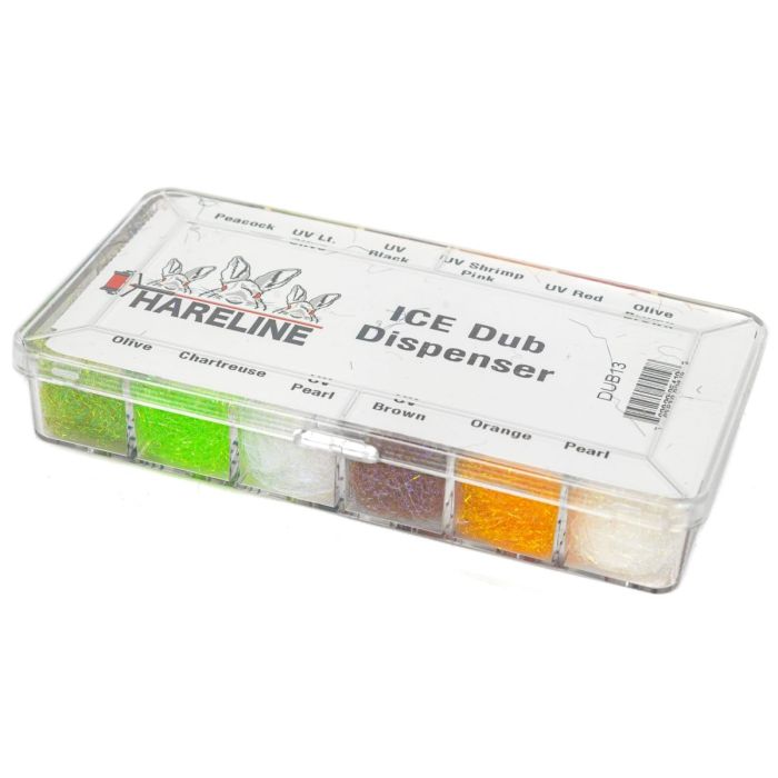 Hareline Dispenser Ice Dub - 12 Farver til Fluebinding