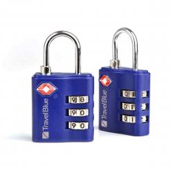 Travelblue   X Tsa   Dial Combi Lock  Blue   Hængelås