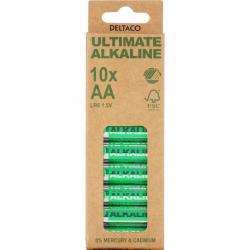 Deltaco Ultimate Alkaline AA Batteri 10 Pak - Hurtig Levering