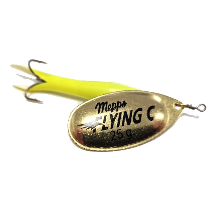 Mepps Flying C Upstream G Fluo Gul Guld Kondomspinner