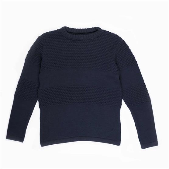 Fuza Wool Mens Nyhavn Sweater Round Neck  Midnight Blue