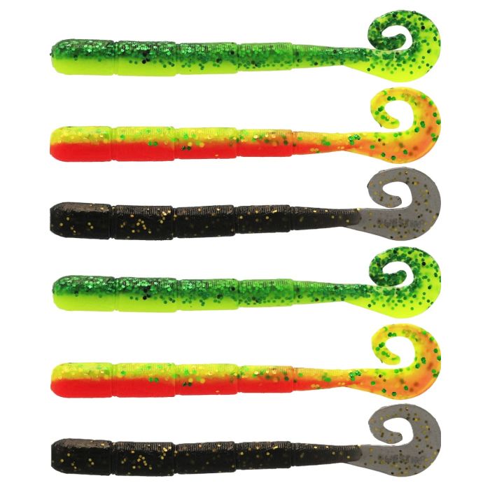 Westin Ned Worm Curl 5cm 0,5gr - Mørk Vand Mix 6stk