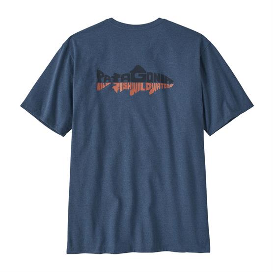 Patagonia Wild Waterline T-shirt i Utility Blue - Tilbud!