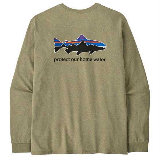 Patagonia Mens L S Home Water Trout Responsibili Tee  Gumtree Green