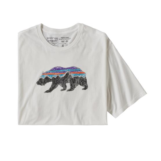 Patagonia Mens Fitz Roy Bear Organic T Shirt  White