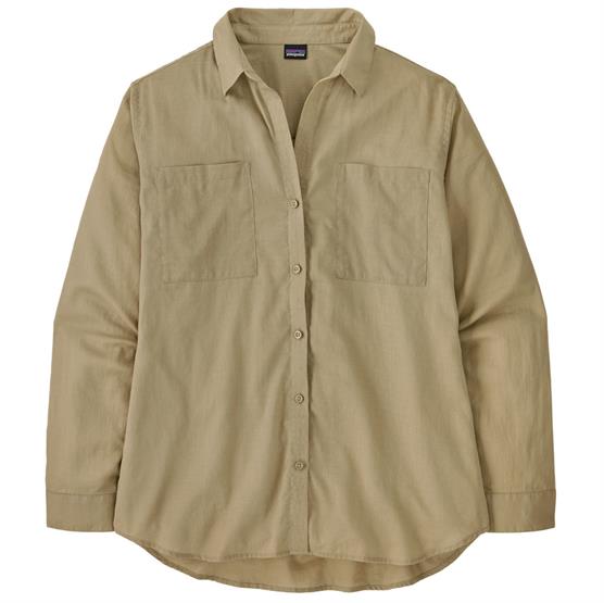 Patagonia Womens Lw A C Buttondown  Windowpane Dobby   Weathered Stone