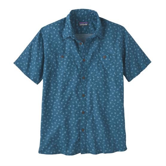 Patagonia Herreskjorte Back Step - Wavy Blue Tilbud