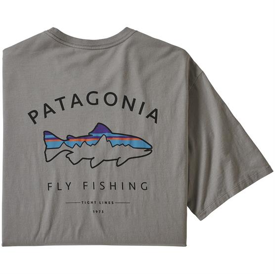 Patagonia Økologisk T-Shirt med Trout Logo - Grå