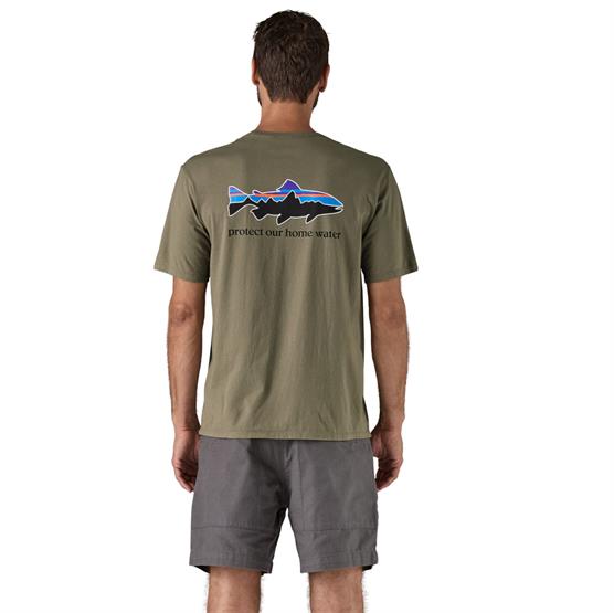 Patagonia Økologisk T-Shirt med Trout Motiv - River Rock Grøn