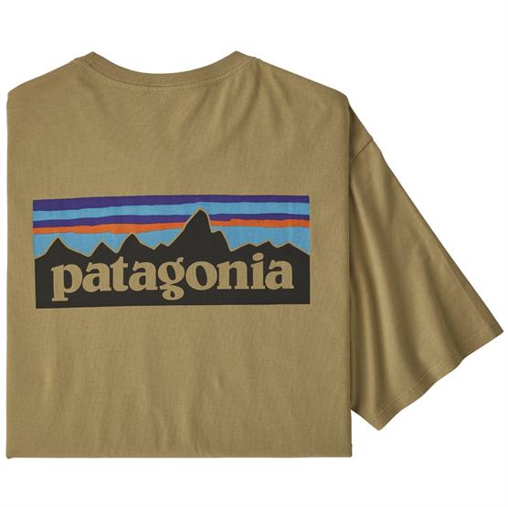 Patagonia P-6 Logo Økologisk T-Shirt i Klassisk Tan
