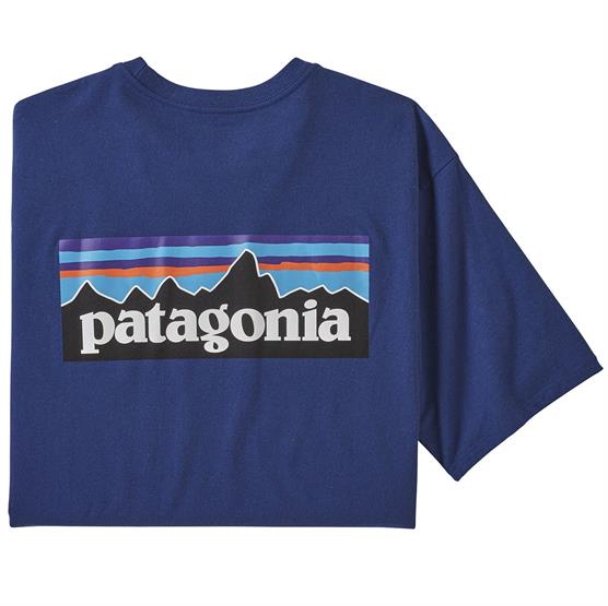 Patagonia P-6 Logo T-Shirt i Superior Blue - Bæredygtig kvalitet
