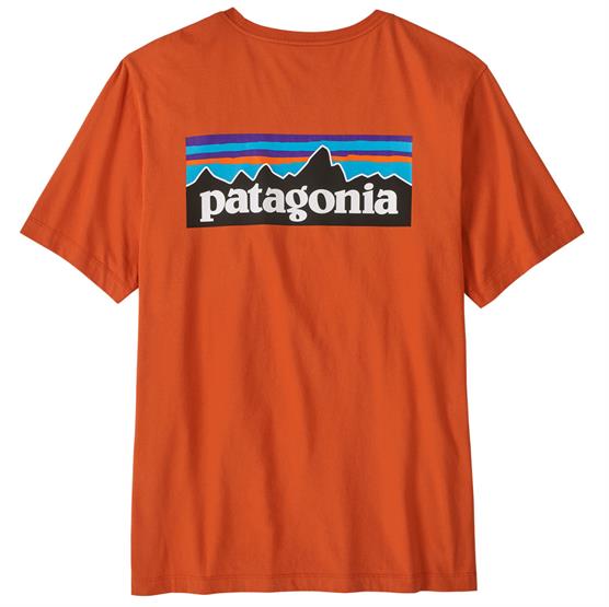 Patagonia Mens P  Logo T Shirt  Coal Orange