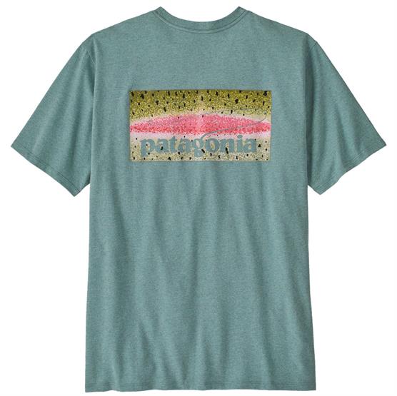 Patagonia Mens Take A Stand Responsibili Tee  Rainbow Run Blue Sage