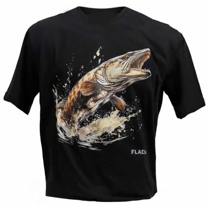 Fladen Pike Hunter T-shirt i Sort - Fantastisk Tilbud!