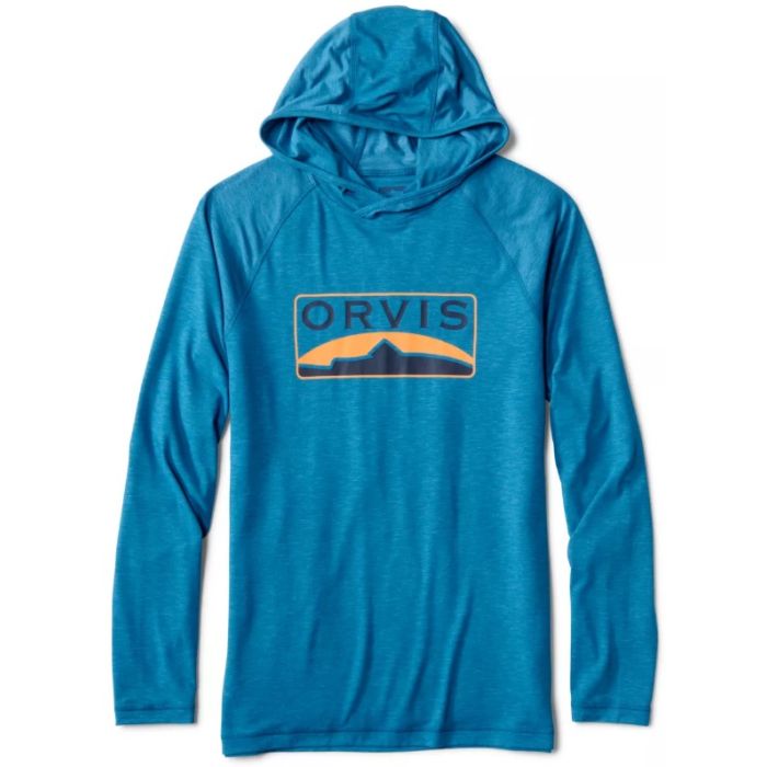 Orvis Dricast Logo Hoodie i Pacific Blue - Udsalg!