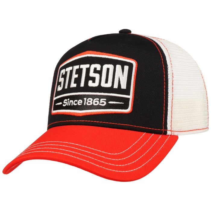 Stetson Trucker Cap  Quot Stetson Since  Quot  Black White Red   Baseball Cap  Kasket