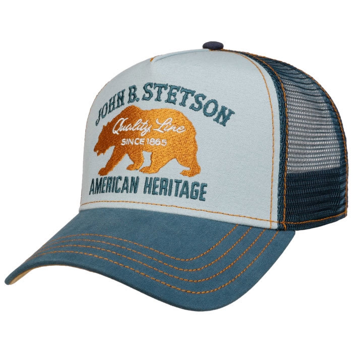 Stetson Trucker Cap American Heritage Grizzly Bear  Blue   Baseball Cap  Kasket