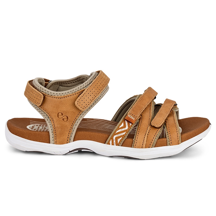 Grøn Komfort Corsica Sandal Slim - Sporty Stil i Cognac