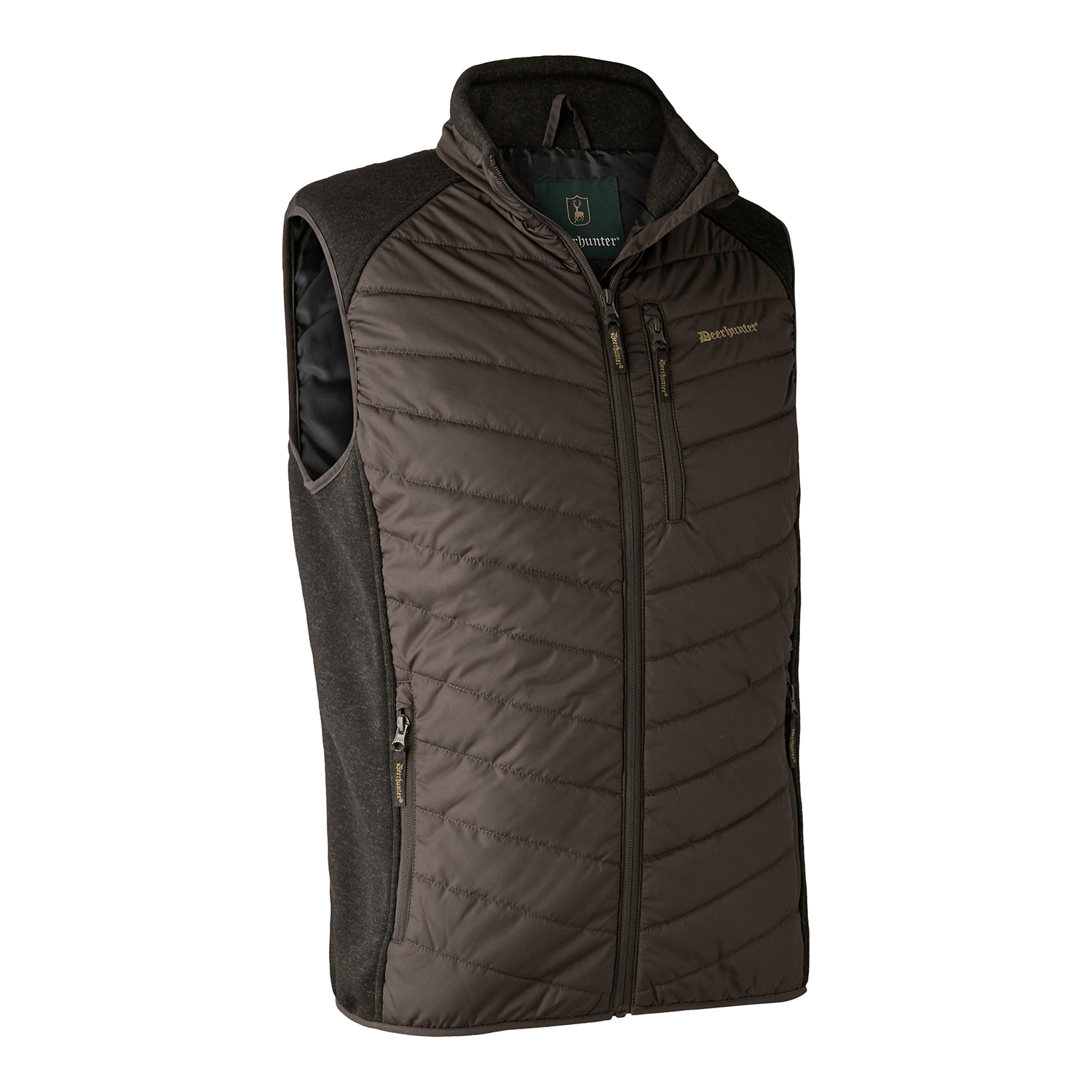 Moor Vatteret Vest med Strik i Brown Leaf - Udsalg!