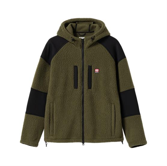 ? North Mens Tindur Shearling Zipped Hoodie  Winter Moss