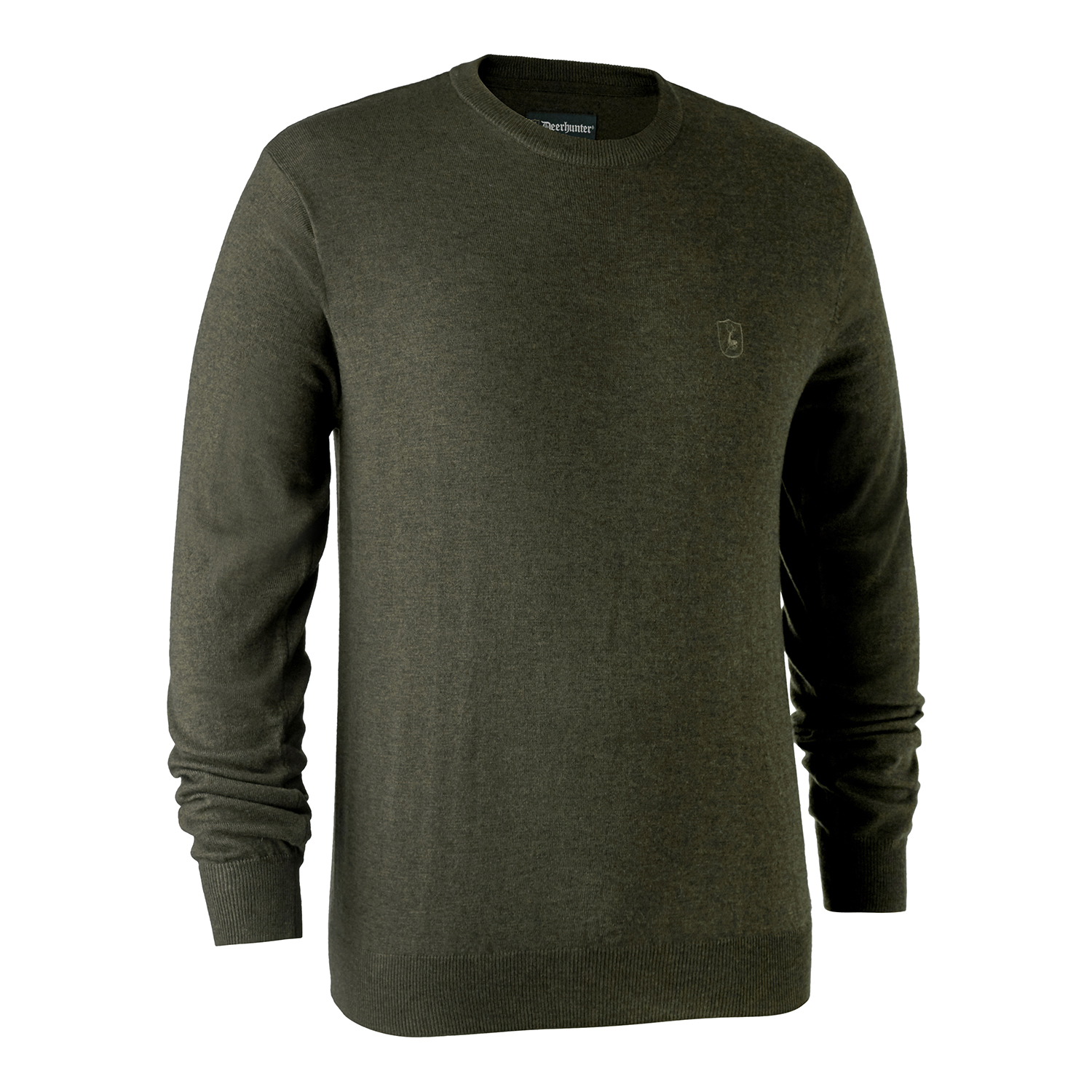 Kingston Strik med Rund Hals - Green Melange Tilbud!