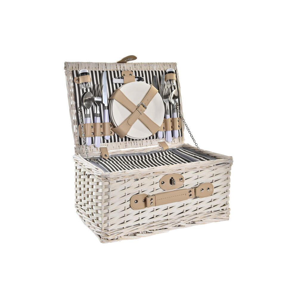 Kurv Dkd Home Decor Flet Picnic Keramik Beige Polyester Rustfrit Stål Hvid   X   X   Cm