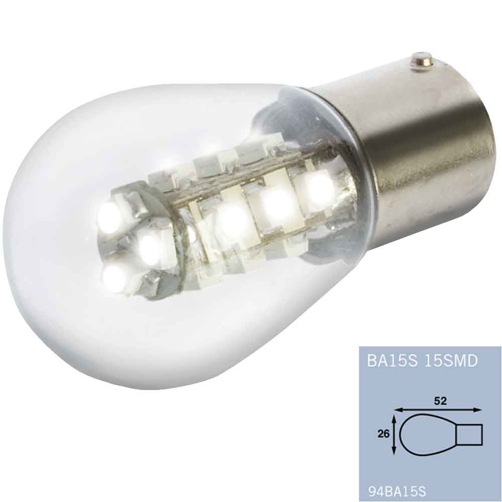 Ba15 SMD Pære med Enkel Kontakt - LED Lys til Elartikler